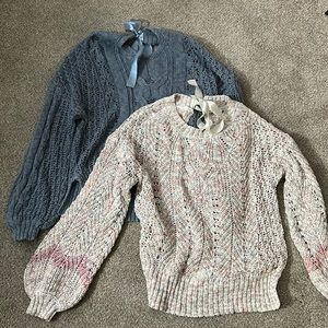 TWO (2) LC Lauren Conrad Balloon Sleeve Knitted Shirts